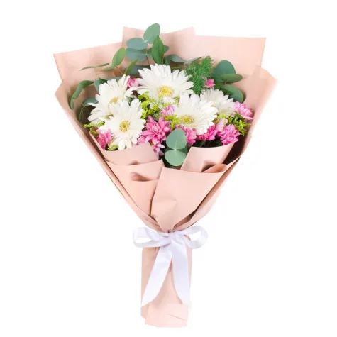 FLORİSTA Beyaz Gerbera ve Papatya Buketi
